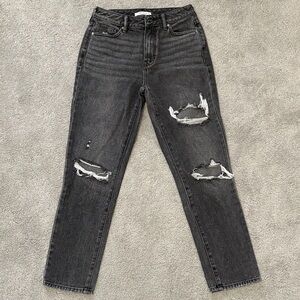 PacSun Charcoal Distressed Mom Jeans
